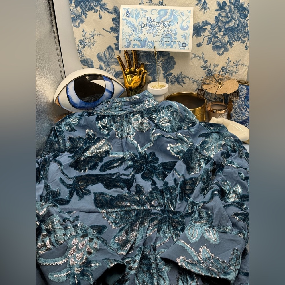 🆕 SIMKHAI 🧿 NWOT Halen Draped Velvet Mini Dress, Celestial Blue - Sz US 14 - Picture 12 of 16